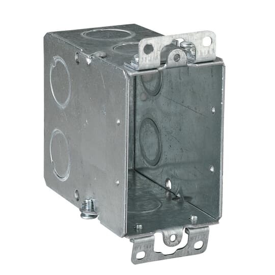 CY-1/2 Steel City Gangable Switch Box, Steel, 18 cu-in Capacity, 1 Gang, 1 Outlet, 5 Knockouts, 2 in W x 3-1/2 in D x 3 in H