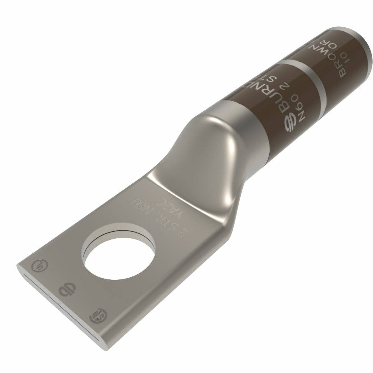 YA2CN YA Series 1-Hole Uninsulated Compression Lug, 2 AWG Stranded Copper Conductor, Die Code: 10, 1/2 in Stud, Tin Plated Copper