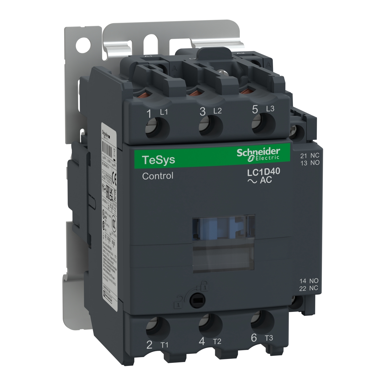 LC1D40G7 LC1D D-Line 3-Pole Iec Contactor, 120/690 VAC V Coil, 40/60 A, 3NO Contact, 3 Poles