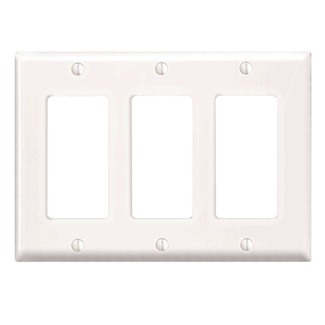 PJ263-W Midway Sizes Wall Plate, 3 Gangs, 6.75 in W x 4.88 in H, Thermoplastic, White