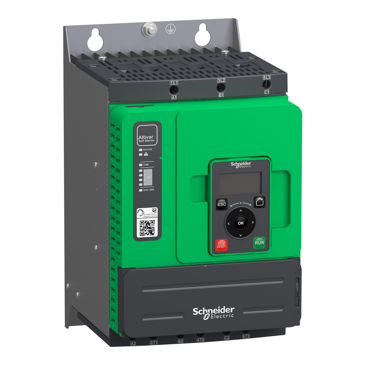 ATS480D17Y ATS480 External Bypass Soft Starter, 110 to 230 VAC V Coil, IP20 Enclosure