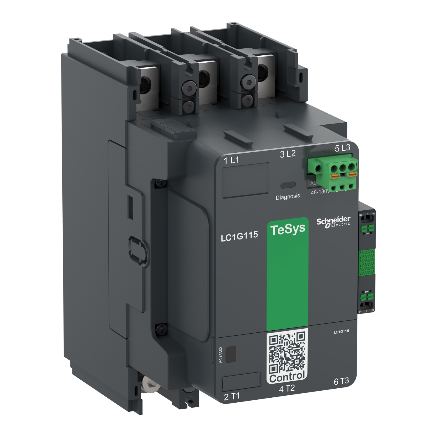 LC1G115EHEN LC1G TeSys Giga High Power Contactors, 1000 V AC at 50/60 Hz, 300 V DC V Coil, 115 A, 3NO Contact, 3 Poles