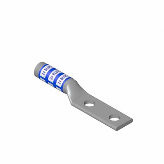 54809BE Color-Keyed 54800 2-Hole Non-Insulated Compression Lug, 1 AWG Copper Conductor, Die Code: 37, 1/4 in Stud, Copper