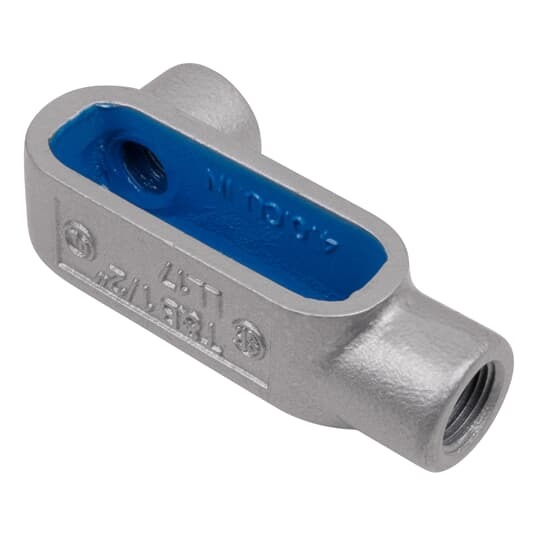 LL27-G Ocal-Blue Type LL Conduit Body, 3/4 in Hub, Form 7 Form, 6.6 cu-in Capacity, Iron, PVC Coated