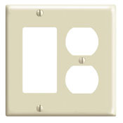 80455-I Decora Standard Size Combination Wall Plate, 2 Gangs, 4.56 in W x 4.5 in H, Thermoset, Ivory