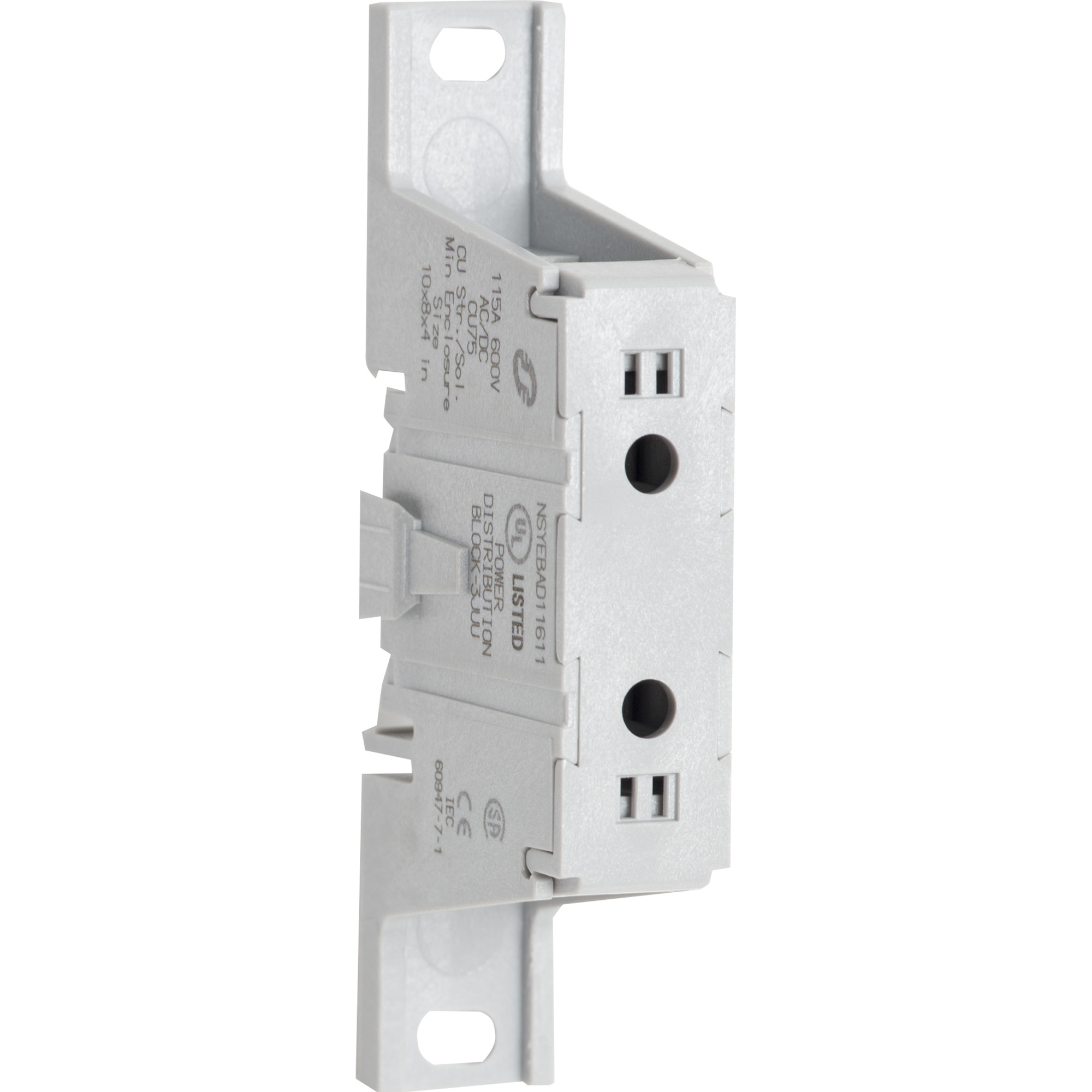 NSYEBAD11611 Power Distribution Block, 600 V AC/DC, 115 A, 14 to 2 AWG Cu Line, 14 to 2 AWG Cu Load Wire, Thermoplastic