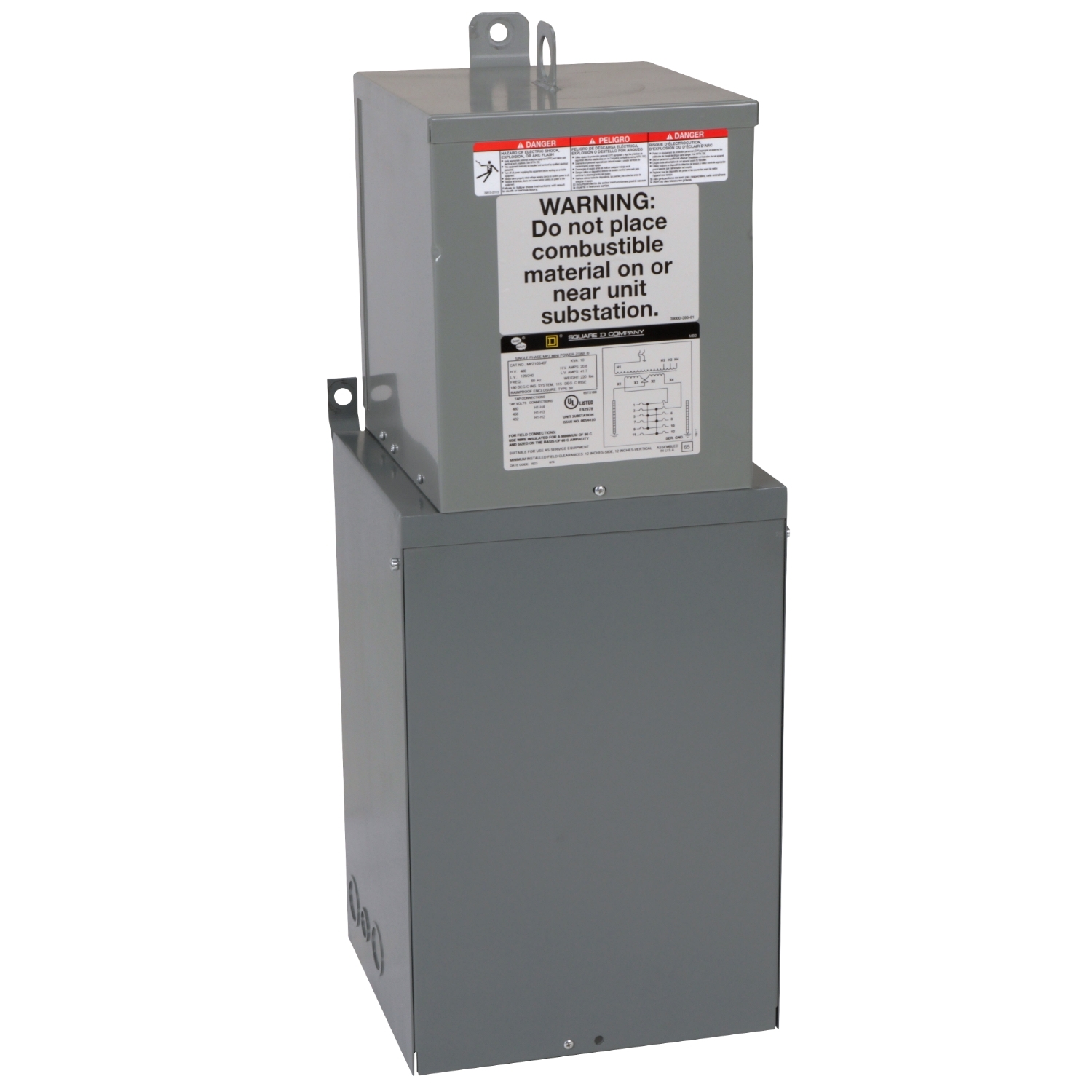 MPU7S40F Mini Power-Zone Sealed Transformer, 480 V Primary, 120/240 V Secondary, 7.5 kVA Power Rating, 1 Phase