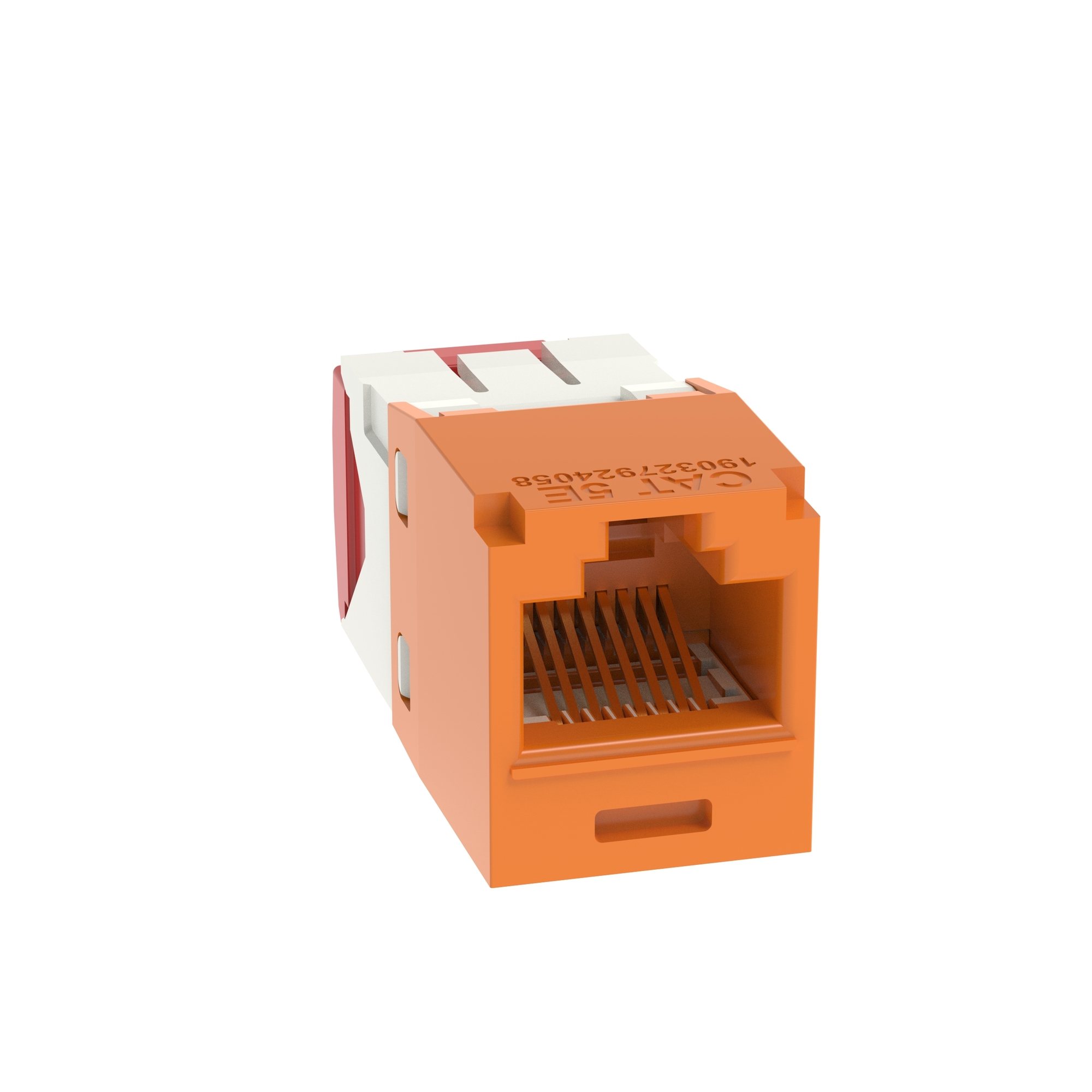 CJ5E88TGOR PanNet Mini-Jack TX5e 1-Slot 8-Position 8-Wire Universal TG Style Unshielded Jack Module, Cat 5e RJ45/Mini-Com Module, Surface Mount, 1 Port, ABS/Plastic, Orange