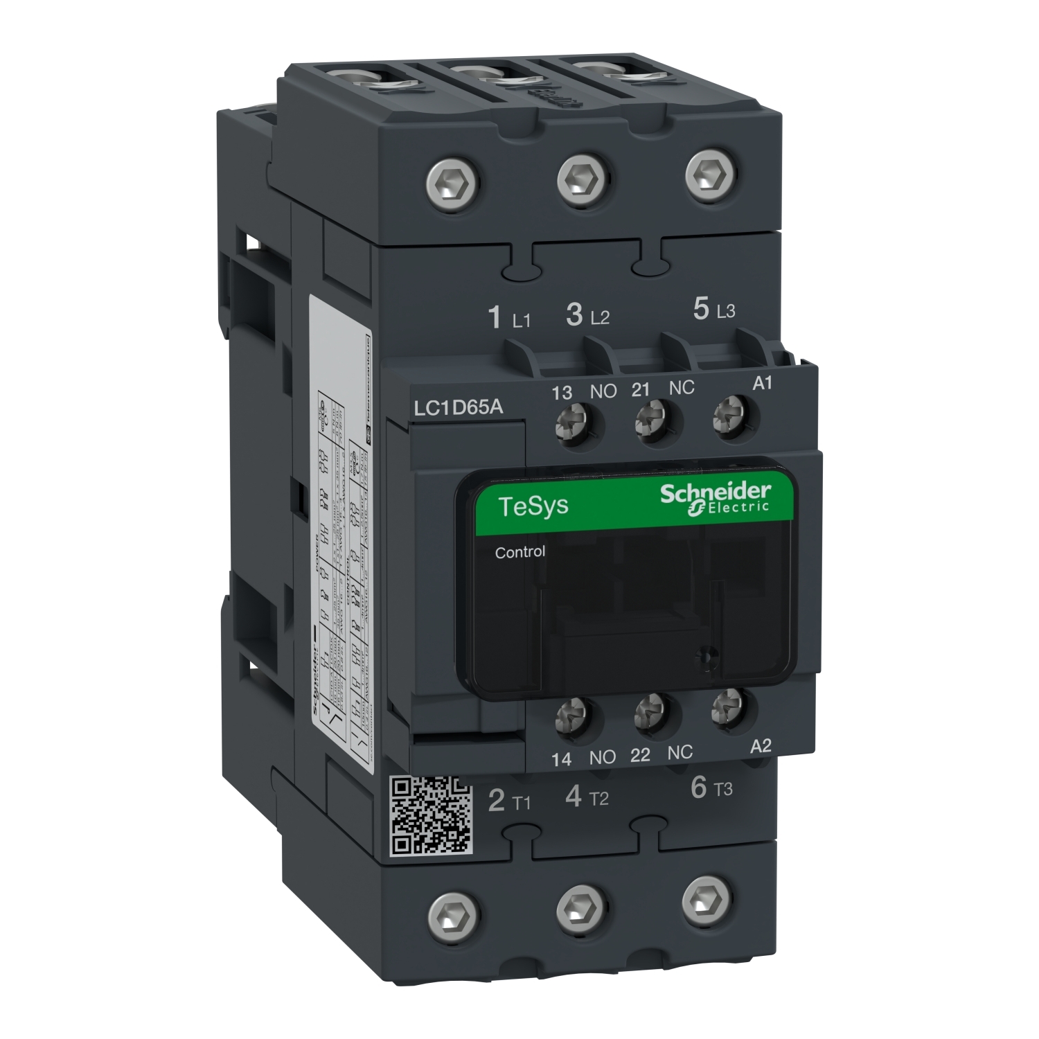 LC1D65AU7 D-Line IEC Contactor With Protective Cover, 240/690 V AC, 300 V DC V Coil, 65/80 A, 3NO Contact, 3 Poles