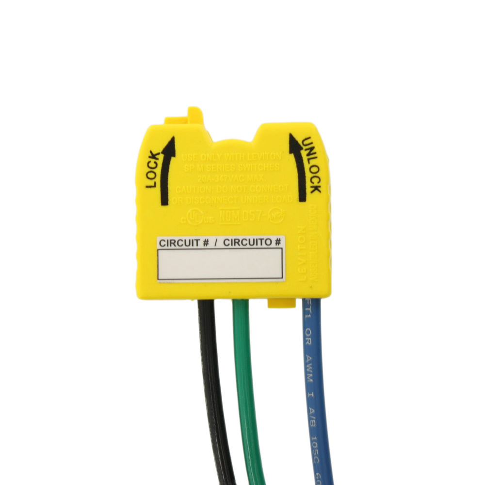 MSPSW-XST Lev-Lok 90 deg Angled Modular Wiring Module With 6 in 12 AWG THHN Stranded Wire Lead, For Use With Lev-Lok 1-Pole 90 deg Angled Toggle Switch, 347 V AC, 20 A, 1-Pole, 3-Wire, -40 to 65 deg C Operating Temperature, Yellow