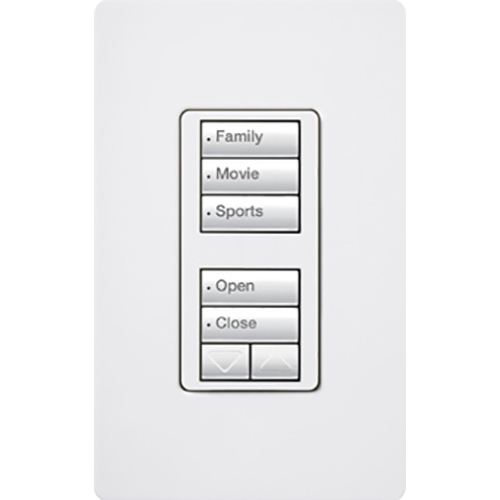 RRD-W1RLD-WH seeTouch LED+ Wall Keypad for RA3 Systems, Dual Group with Raise/Lower, Neutral Required, 120V, White