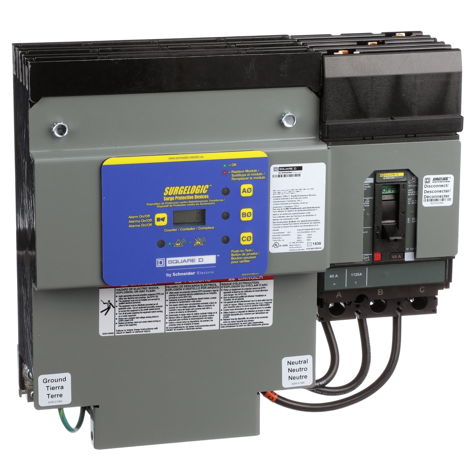 HL4IMA12C1 Surgelogic IMA Type 1 Surge Protective Device, 480Y/277 V AC, 3 Poles, 200 kA SCCR, 3 ph