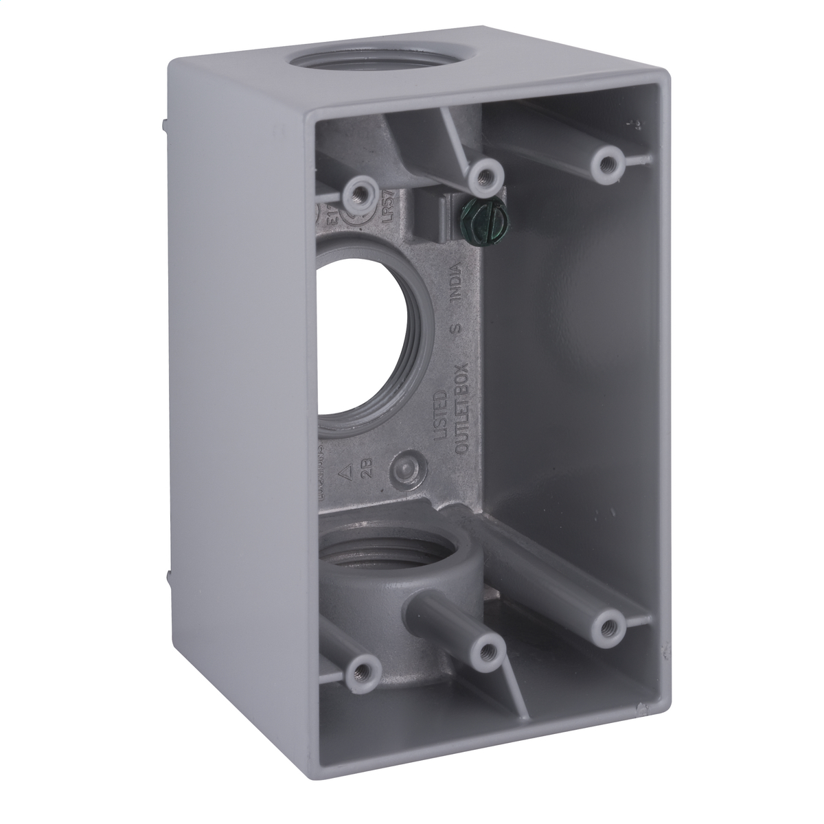 5387-0 Deep Weatherproof Outlet Box With Lugs, Die Cast Aluminum, 22.5 cu-in, 1 Gang, 3 Outlets, 4-1/2 in H x 2-3/4 in W x 2-5/8 in D