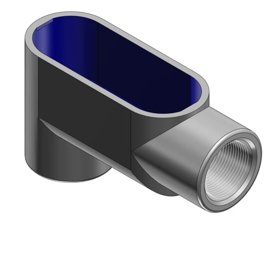 LB17 T&B BlueKote 90 deg Type LB Conduit Body, 1/2 in Hub, Form 7 Form, 4 cu-in Capacity, Gray Iron, Epoxy Powder Coated/Zinc Plated