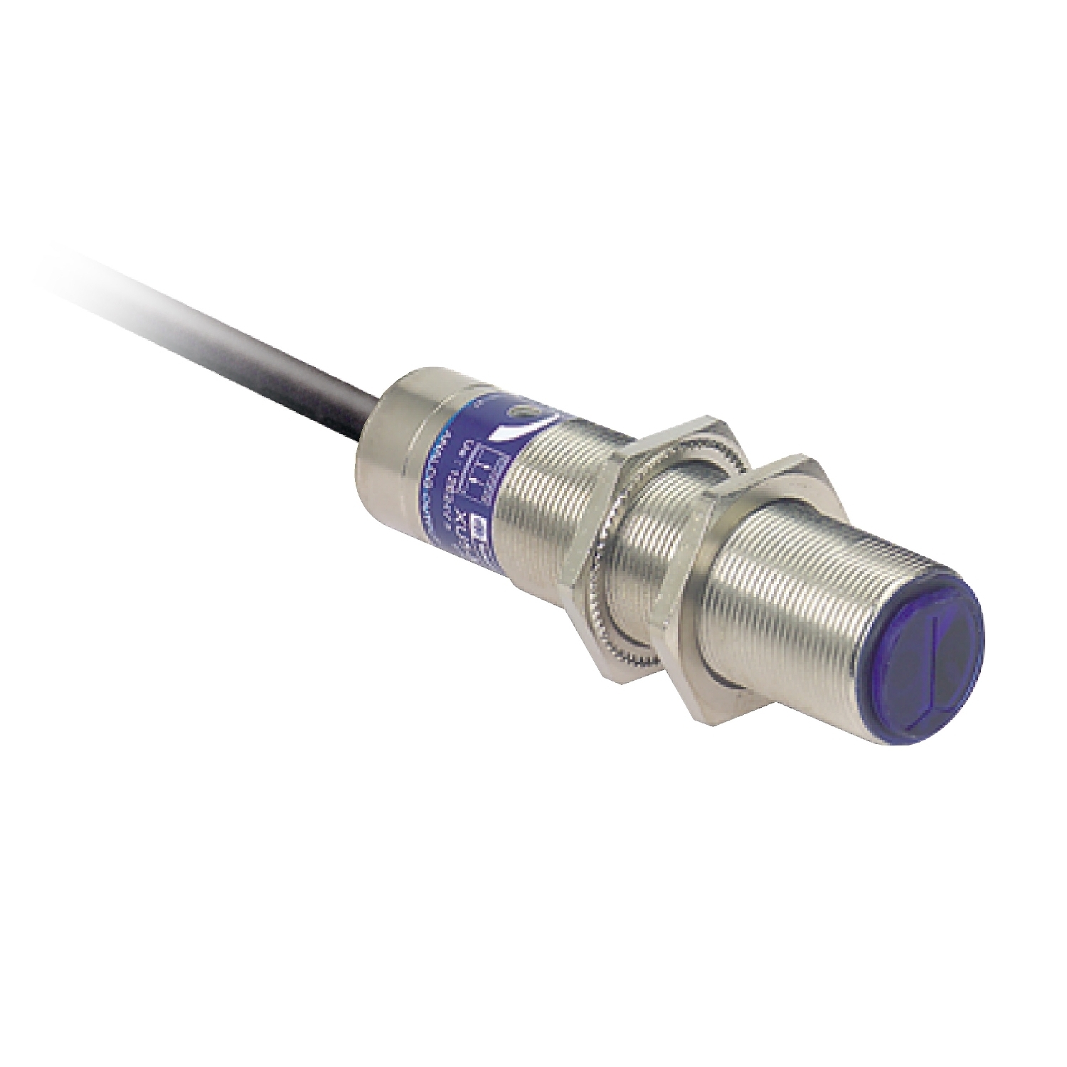 XU8M18MA230 OsiSense XU Simply Easy 2-Wire Axial Proximity Photoelectric Sensor With Adjustable Sensitivity and Background Suppression, Cylindrical Shape, 0.12 m, Infrared Sensing Beam, <20 ms Response, Solid State 1NO Output