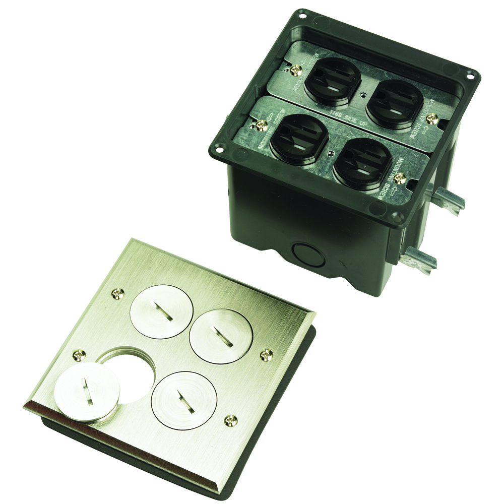 FB2TRDR2N  Floor Box Assembly - Two Gang for Wood Sub-Floors