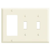 80421-W Decora Standard Size Combination Wall Plate, 3 Gangs, 6.38 in W x 4.5 in H, Thermoset, White