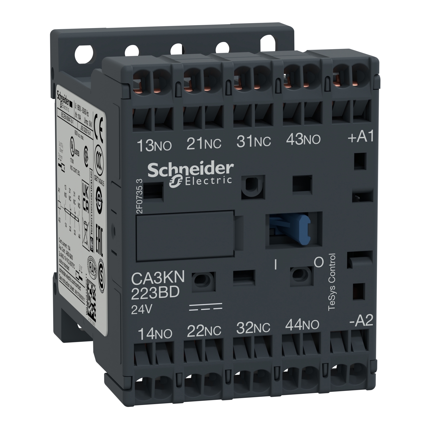 CA3KN223BD TeSys K IEC Control Relay, 10 A, 2NO-2NC 2 Form A/2 Form B Contact, 24 V DC V Coil