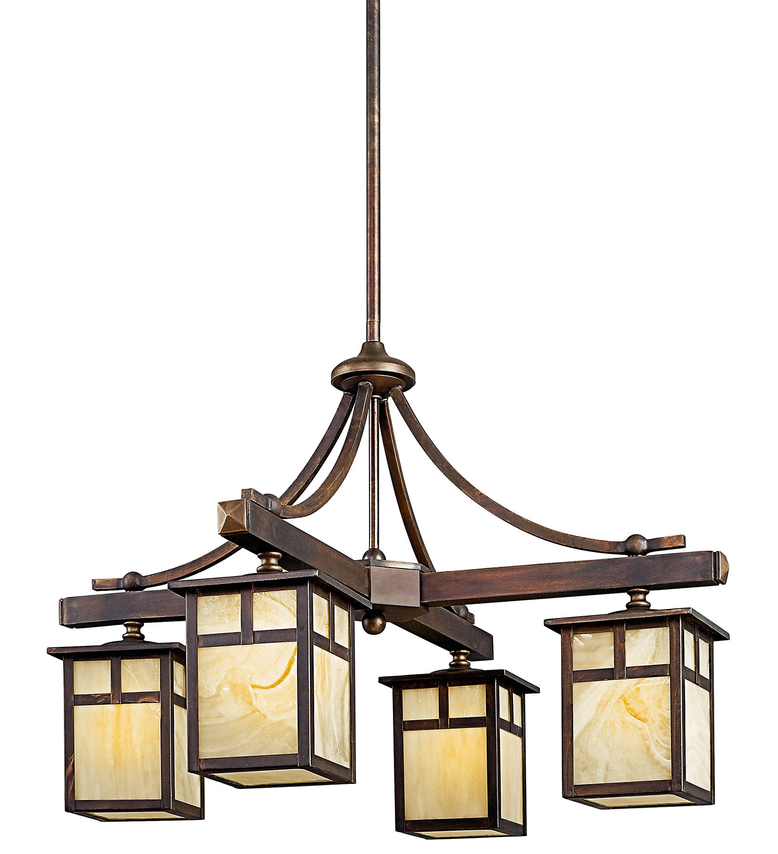 49091CV 49091 Alameda Arts and Crafts/Mission Chandelier, (4) A19 Lamp, 120 V AC, Canyon Housing