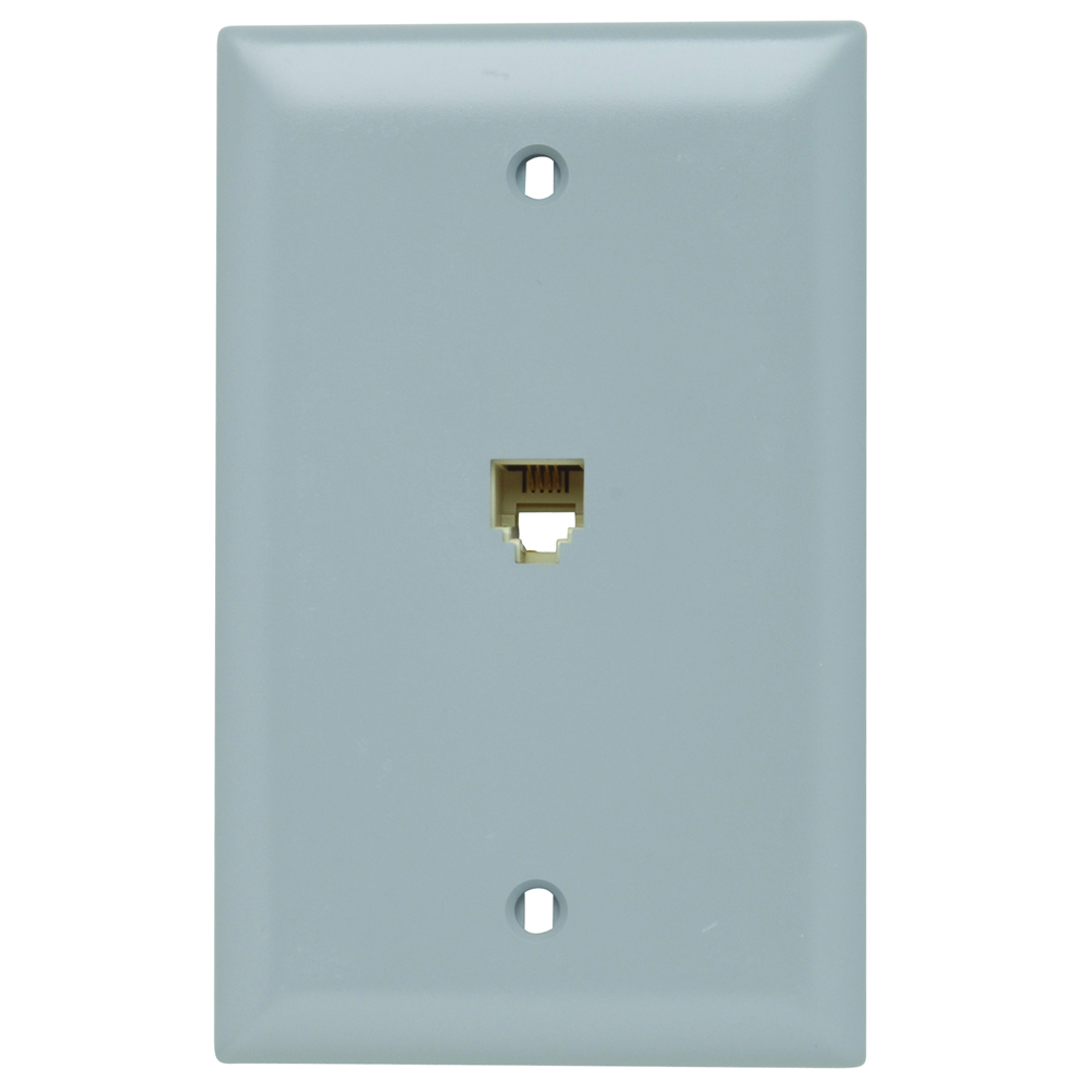 TPTE1-GRY TP Series Standard Vertical Phone Wallplate With Wallplate, 1 Gangs, 5 in L x 2-15/16 in W, Thermoplastic, Box Mount
