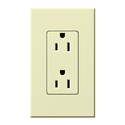 NTR-15-TR-AL Architectural Tamper-Resistant Duplex Receptacle with Wall Plate, 15 Amp, Matte, Almond