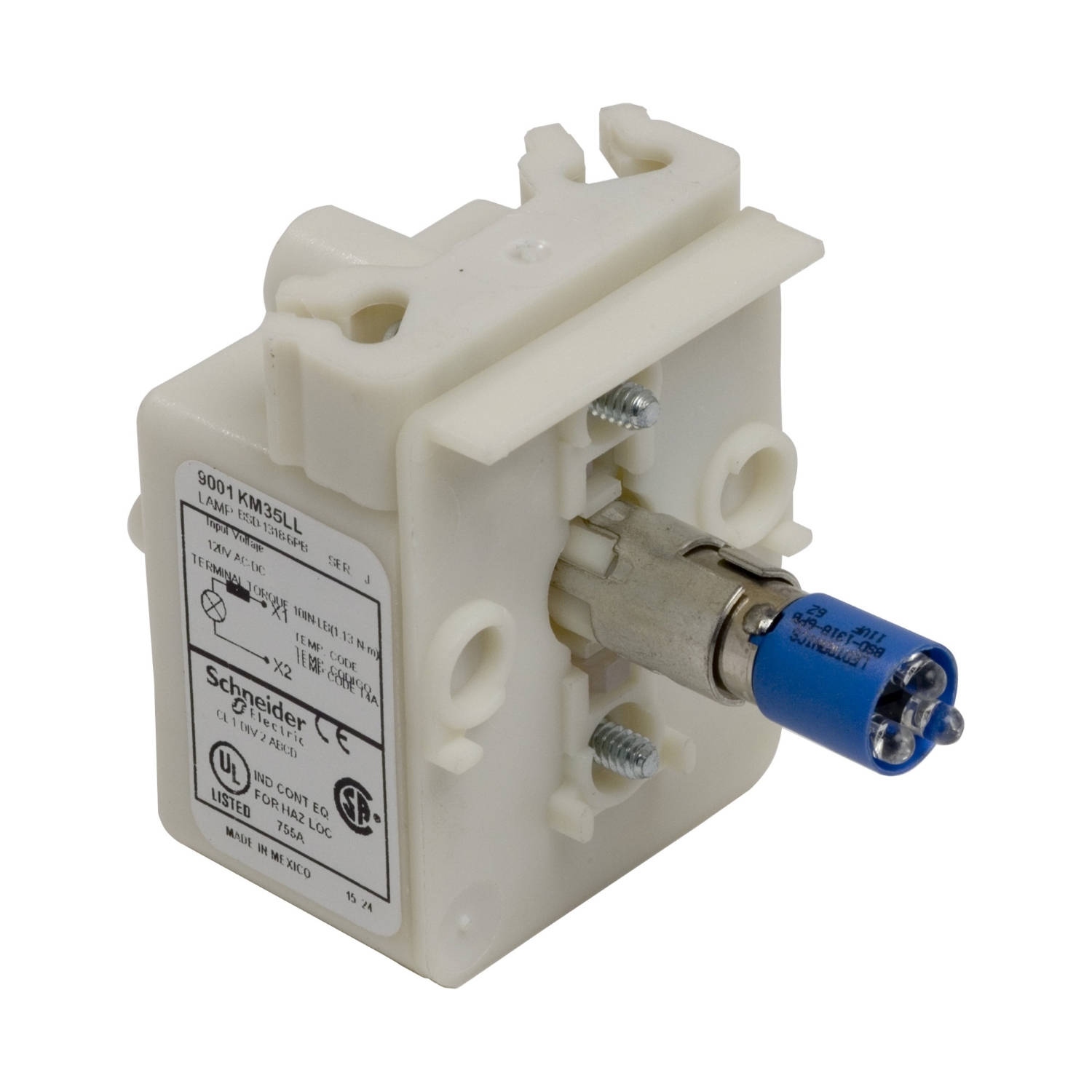 9001KM35LL Harmony Light Module, 30 mm Dia, LED Lamp, 24 VAC/28 VDC, Screw Terminal, Blue