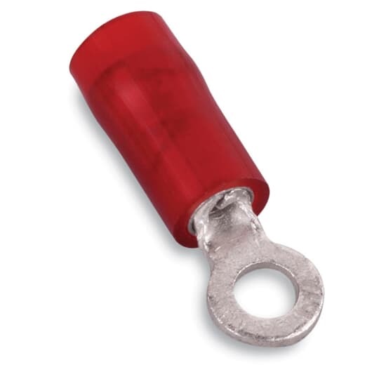 RA18-14 Sta-Kon RA Series Insulated Ring Terminal, 22 to 16 AWG Conductor, 1.1 in L, Insulation Grip Sleeve Barrel, Copper, Red