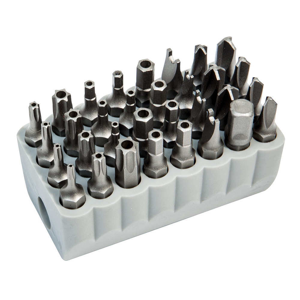 32525 Magnetic Tamperproof Screwdriver Bit Set, Spanner/Torq-Set/Tri-Wing Point, 32 Pieces, 1 in OAL, Steel