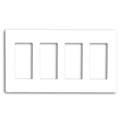 80312-ST Decora Screwless Standard Size Wall Plate, 4 Gangs, 8.18 in W x 4.61 in H, Polycarbonate, Light Almond