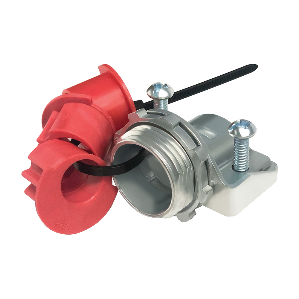 8414 Cable Connector With End Stop Bushing and Built-in End Stop, 1-1/2 in Trade, 1-1/2 in Knockout, 1.36 to 1.77 in Cable Openings, Die Cast Zinc