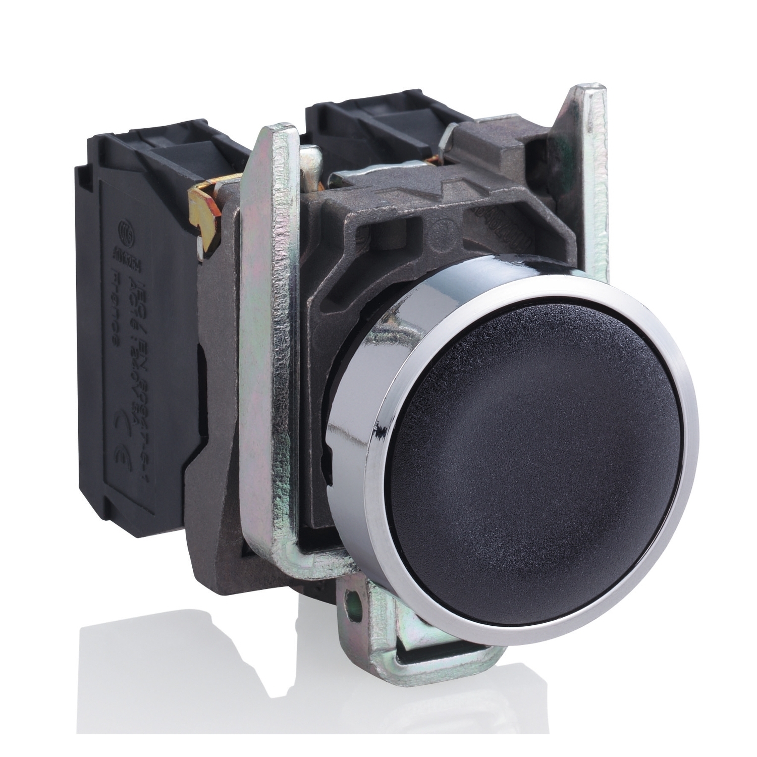 XB4BA25 Harmony Corrosion-Resistant Dust/Watertight Non-Illuminated Pushbutton, 22 mm, 30 mm, 47 mm, 52 mm, 1NO-1NC Contact, Slow Break Contact, Black