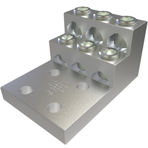 PBMW-6-750-12 Type PBMW Multi-Wire Panelboard Lug, (1) 2 AWG to 750 kcmil, (2) 1/0 AWG to 250 kcmil, 1/2 in Bolt/Stud, 1-3/4 in Hole Spacing, For Use With Copper or Aluminum Conductor