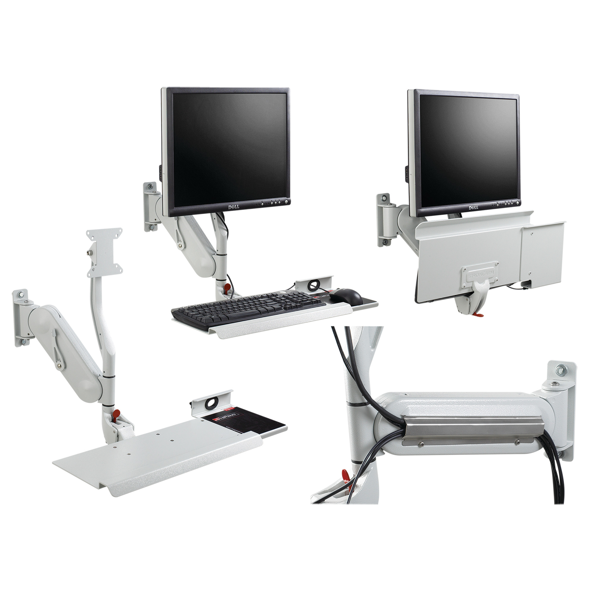 VAMONITOR Syspend VM5 Monitor and Keyboard Arm, 25.63 in L x 25 in W, Aluminum, Light Gray