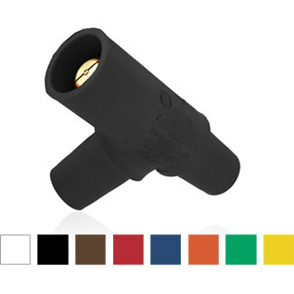 16A22-UE Rhino-Hide 1-Pole Cam Type Taper Nose Tapping Tee, 600 V AC/DC, 400 A, Female x Female x Male, Santroprene TPV Housing