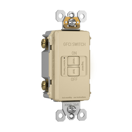 2087I radiant Dead Front 20 Amp Duplex GFCI Receptacle SafeLock Protection, Ivory