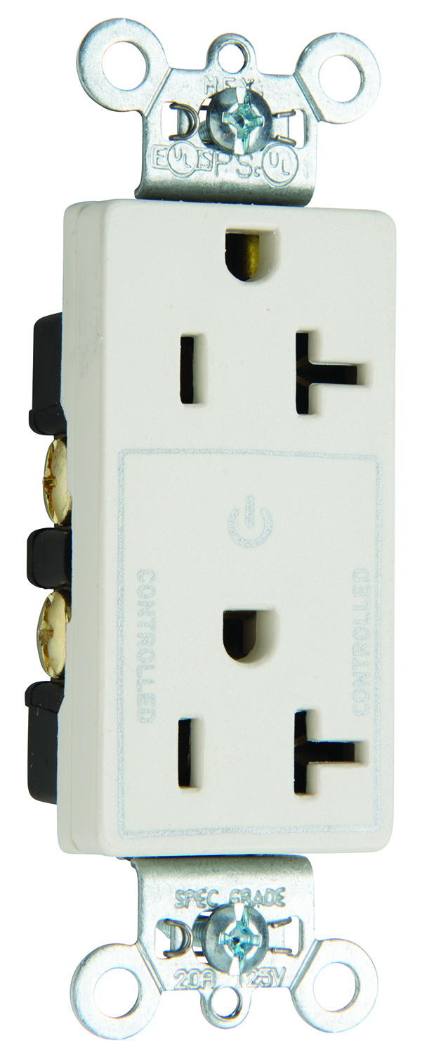 26352CHI 20 Amp 125V Half-Controlled Plug Load Decorator Duplex Receptacle, Ivory