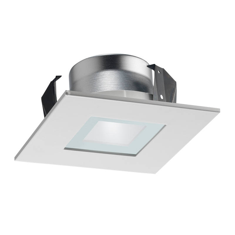 441SQ WWH Adjustable Lensed Square Downlight Trim With Clear Center, 4 in ID x 5 in OD, For Use With IC44N, IC44N W, IC44N S, TC44, TC44 V, TC44 S, TC44R Housing