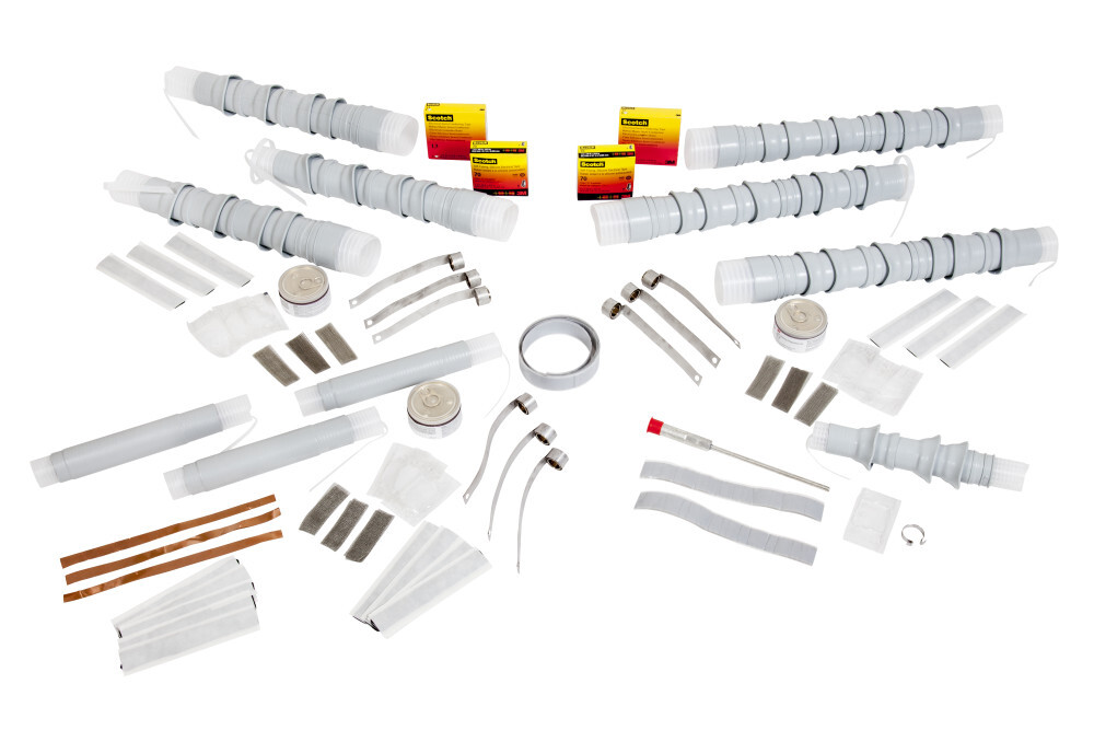 Cold Shrink QT-II Indoor Termination Kit, Tape, Wire and UniShield, 5-15 kV, 0.78-1.30 in (20-33 mm) Cable Insul. O.D.