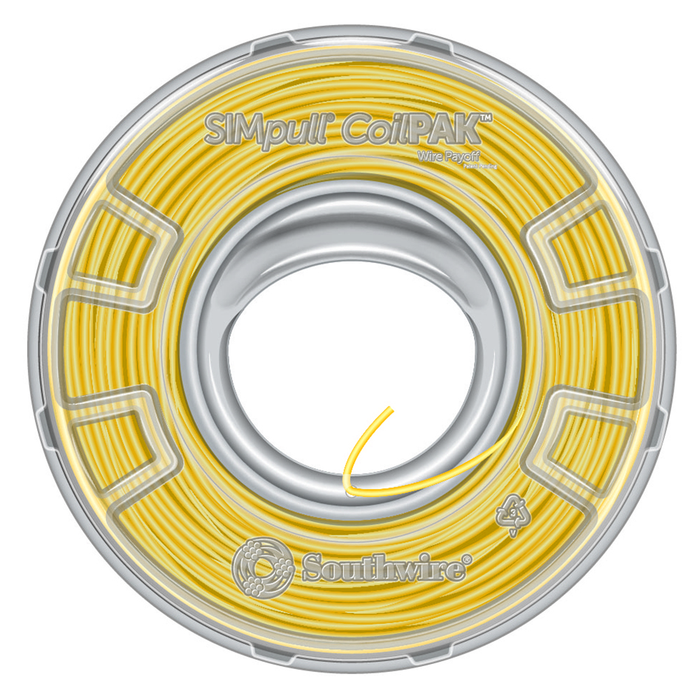 58020004 THHN Wire, 12 AWG, Copper Conductor, Stranded, Yellow, 1000 ft CoilPak