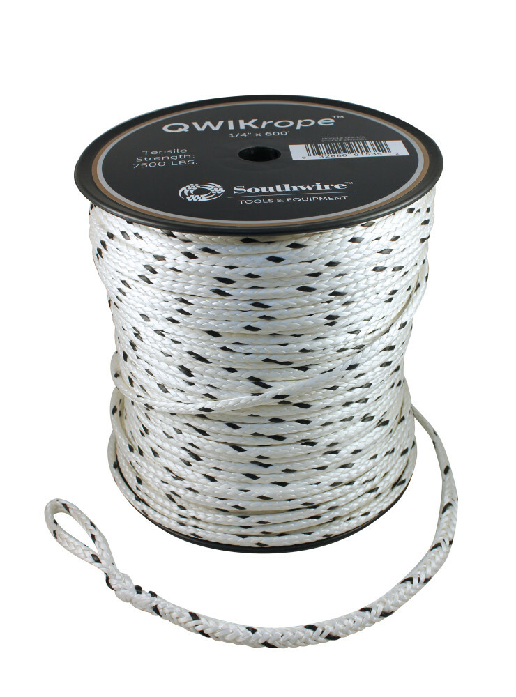 58305701 QWIKrope UHMWPE Rope Pulling Rope, 9/16 in OD, 600 ft L, 32000 lb Tensile Strength, 10000 lb Working, Polyethylene