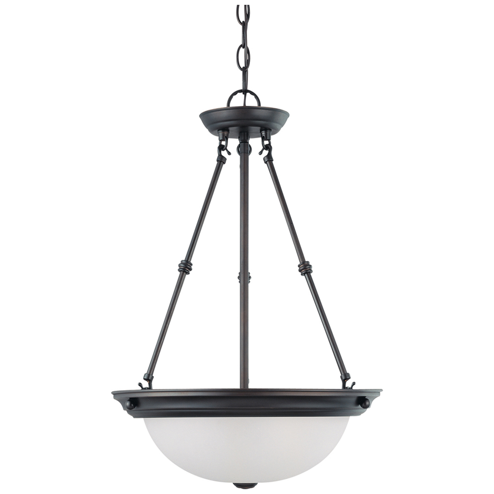 60-3152 Small Transitional Pendant Light Fixture, (3) A19 Lamp, 120 V AC, Mahogany Bronze Housing
