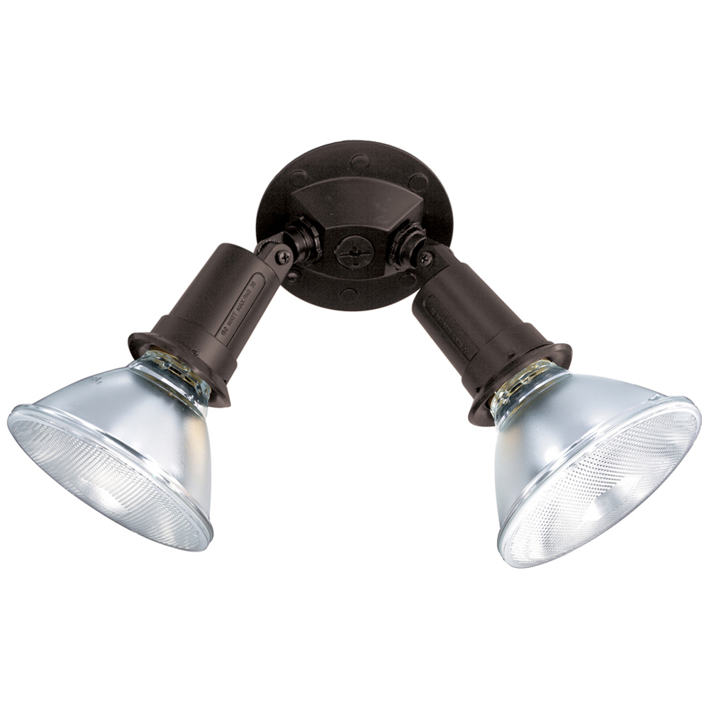 76-523 Exterior Traditional Utility Floodlight Fixture With Adjustable Swivel, (2) Halogen Lamp, 150 W Fixture, 120 VAC, Black Housing