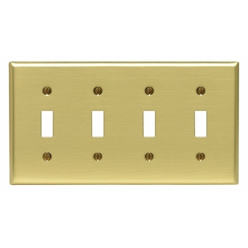 81012-PB Standard Wall Plate, 4 Gangs, Brass, Gray