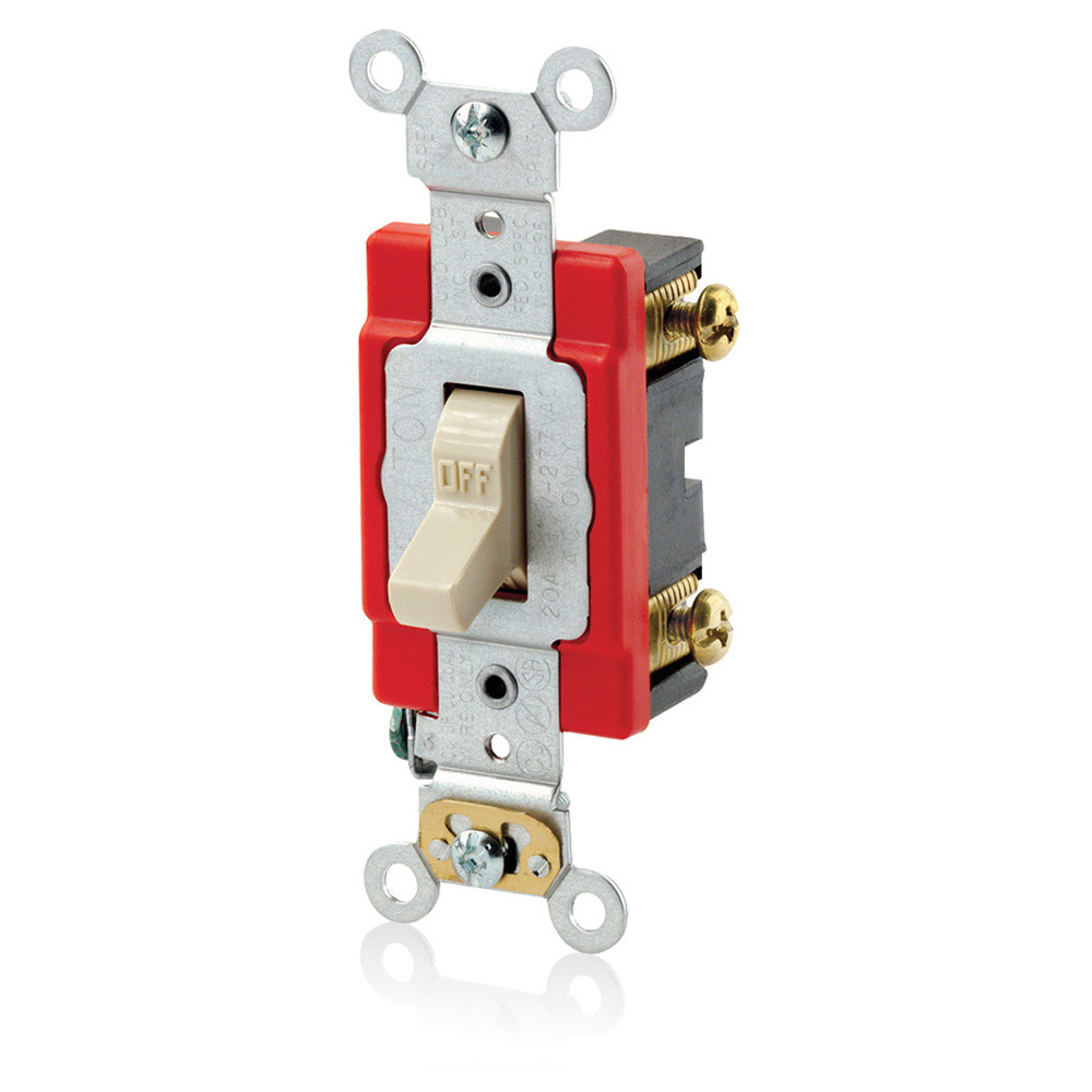 A1223-2I 3-Way Standard Antimicrobial Treated Toggle Switch With External Wire Clamp, 120/277 V AC, 20 A, 800 W, 1000 VA Power Rating