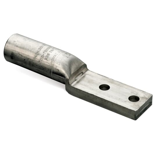 AL-2/0-NTN Blackburn 2-Hole Compression Connector Lug, 2/0 AWG Aluminum/Copper/Stranded Conductor, Die Code: TW-TY, 58, 297, 5/8-1, 1/2 in Stud, Aluminum