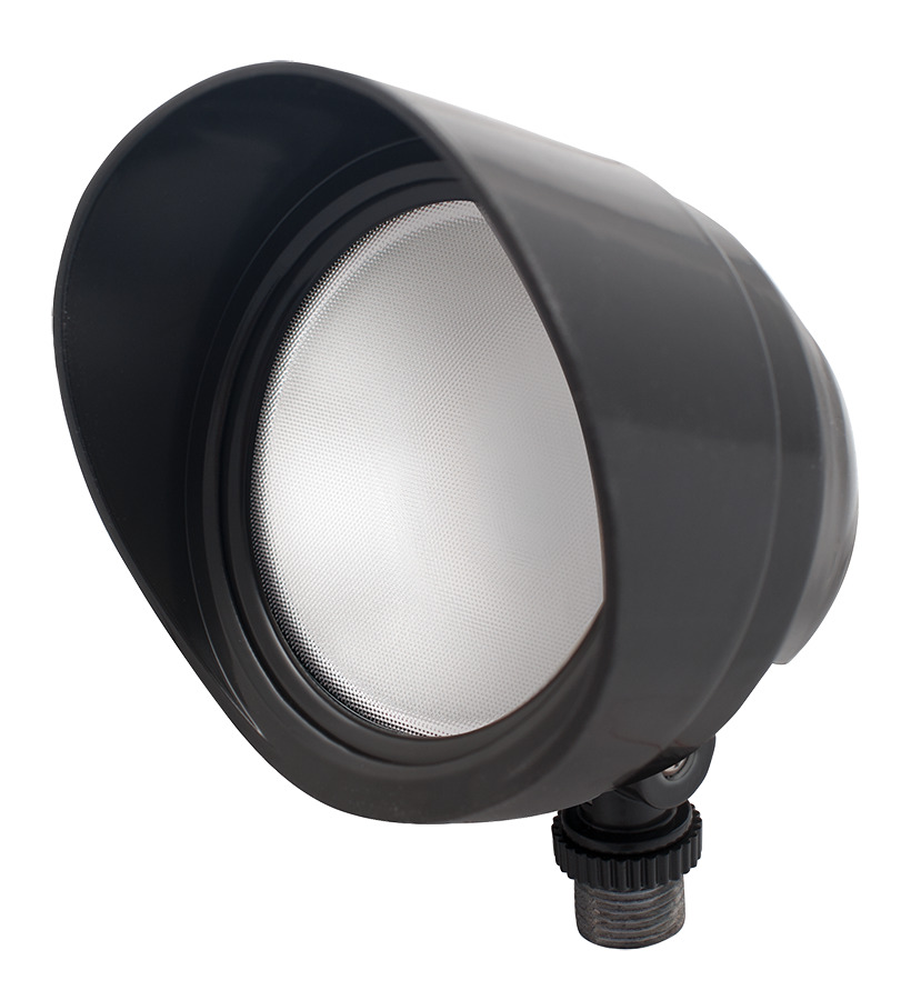 BULLET12NA Bullet Floodlight Fixture With Hood, Lens, (1) LED Lamp, 13 W Fixture, 120/277 V AC, Bronze Housing