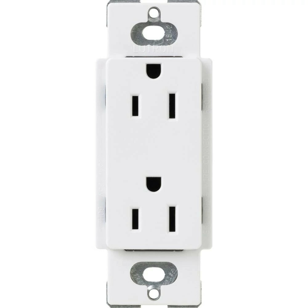 CARS-15-TR-WH Claro Tamper-Resistant Duplex Receptacle, Decorator-Style Outlet, 15 Amp, Gloss, White