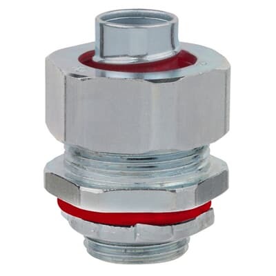 LT75T-SC Steel City Insulated Straight Liquid Tight Conduit Connector, 3/4 in Trade, Steel, Zinc Plated