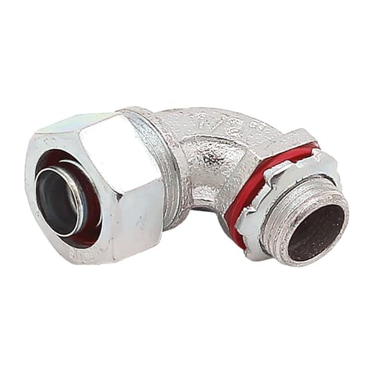 LT950T-SC Steel City Insulated Liquid Tight Conduit Connector, 1/2 in Trade, 90 deg, Malleable Iron, Zinc Plated
