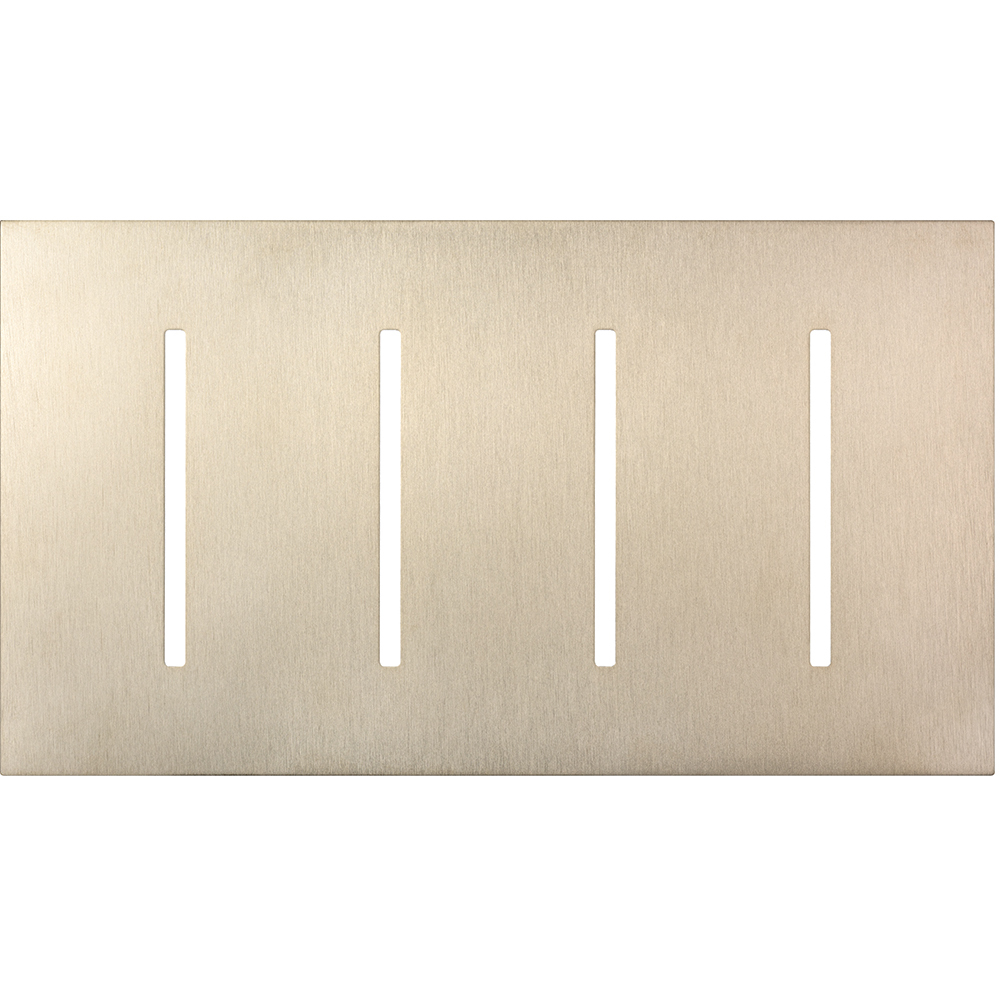 LWT-GGGG-SN New Architectural Wall Plate for Grafik T Controls, 4 Gang, Metal, Satin Nickel
